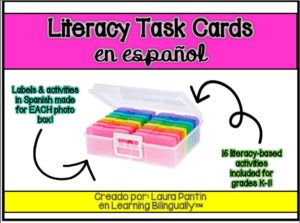 Literacy Task Cards Pack in Spanish (K-1st)