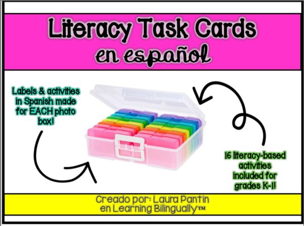 Literacy Task Cards Pack in Spanish (K-1st)