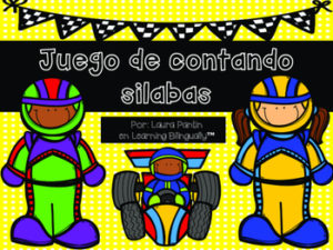 Syllable Counting Game in Spanish- Racetrack Theme