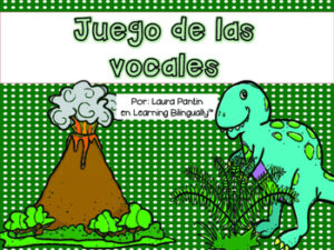 Vowels Game in Spanish - Dinosaur theme